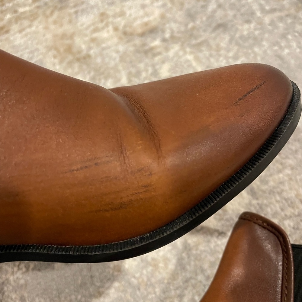 Steve Madden Dares Chelsea Boots Cognac Brown Leather With Black Accent Size 8.5 - Picture 11 of 12